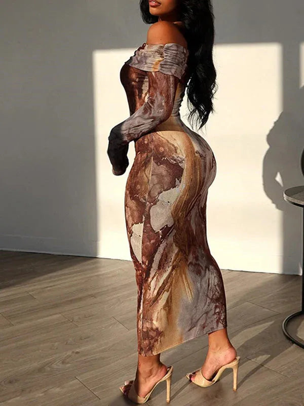Women's Printed Off-Shoulder Dress