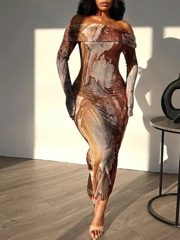 Women's Printed Off-Shoulder Dress