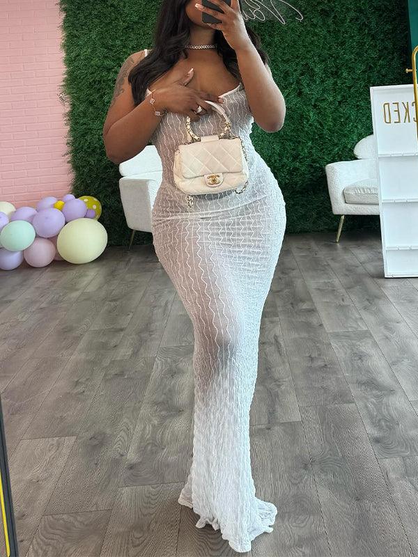 Women's Solid Sheer Cami  Dress