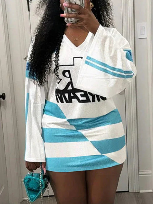 Women's Printed V-Neck Casual Short-Sleeve Tee