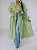 Women's Zip-Front Patchwork Relaxed Long Tunic Top