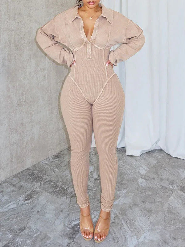 Women's Washed V-Neck Sleeveless Relaxed Wide-Leg Jumpsuit