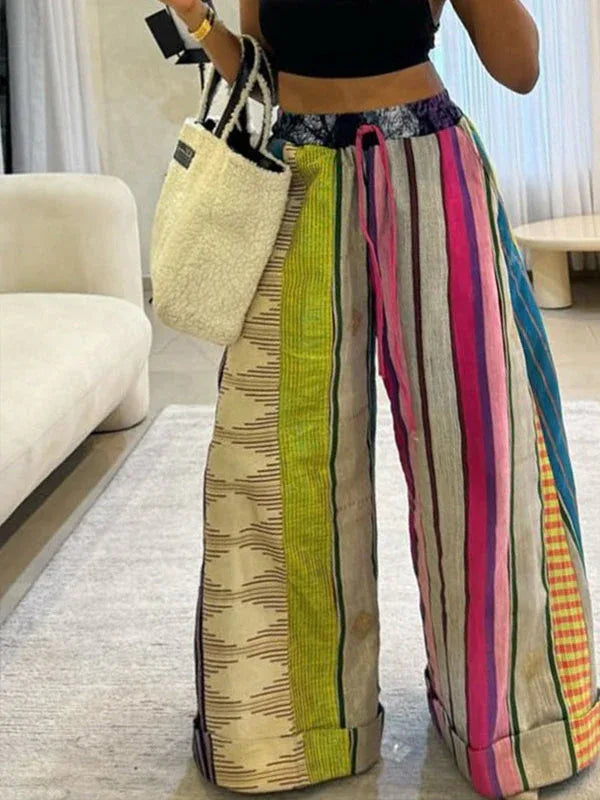 Women's Printed Boho High-Waist Wide-Leg Pants