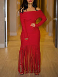 Women's Off-Shoulder Fringe Dress