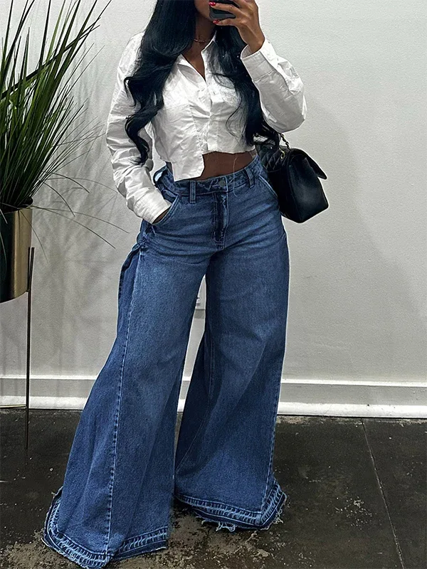 Women's High-Waist Relaxed Wide-Leg Denim Jeans