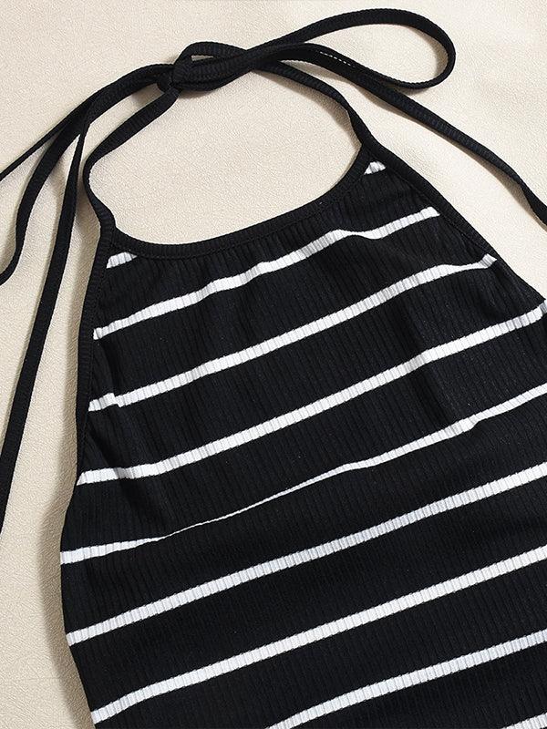 Women's Striped Halter Maxi Dress