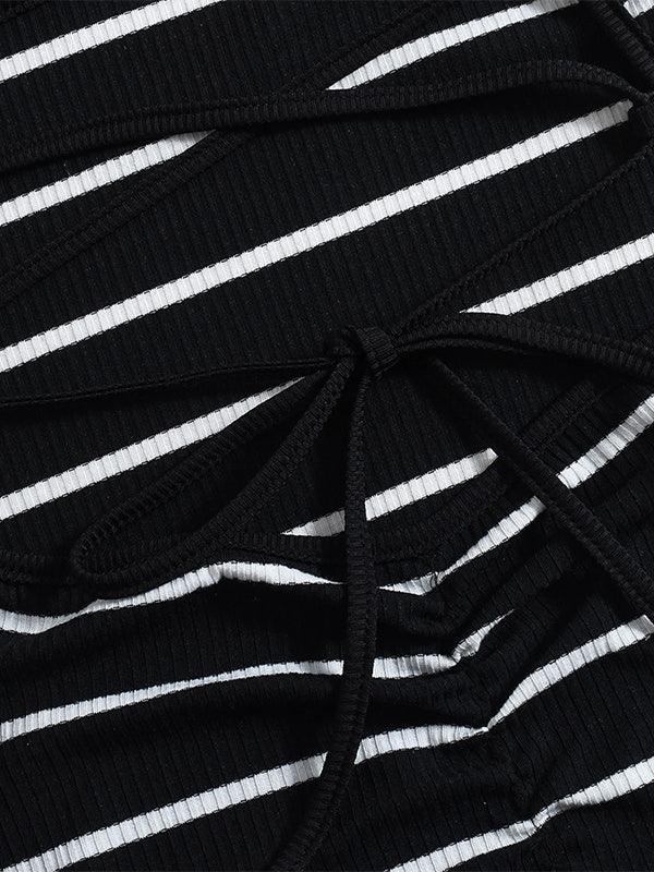 Women's Striped Halter Maxi Dress