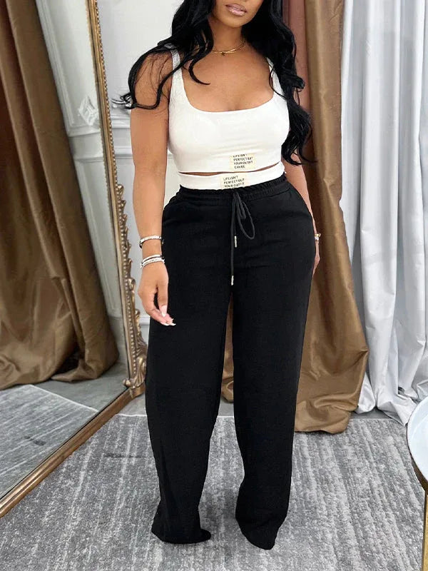 Women's Sleeveless Tank Top & Drawstring Elastic-Waist Pants Set