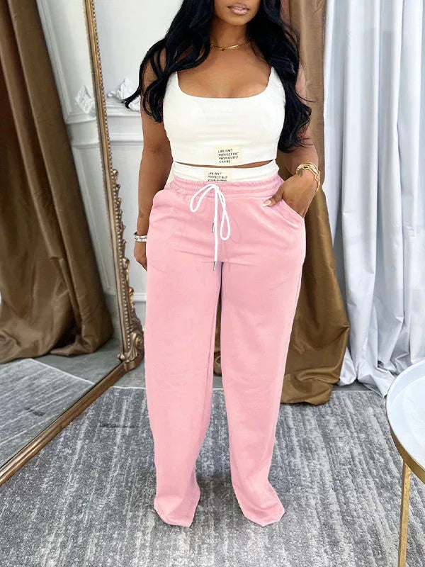 Women's Sleeveless Tank Top & Drawstring Elastic-Waist Pants Set