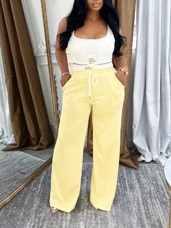 Women's Sleeveless Tank Top & Drawstring Elastic-Waist Pants Set
