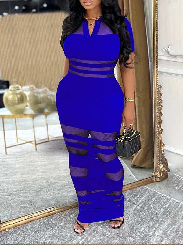 Women's Sheer Combo Polo Dress