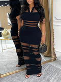 Women's Sheer Combo Polo Dress