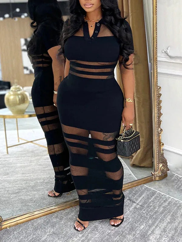 Women's Sheer Combo Polo Dress