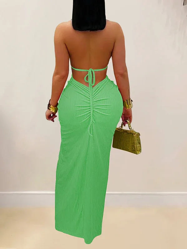 Women's Halter Cutout Slit Dress