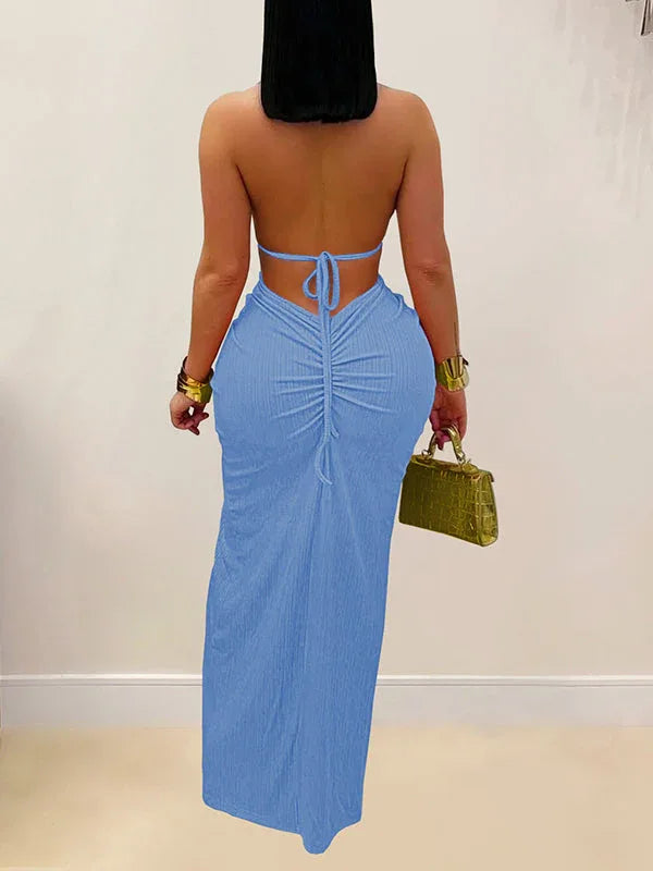 Women's Halter Cutout Slit Dress