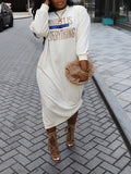 Women's Denim Combo Sweatshirt Dress