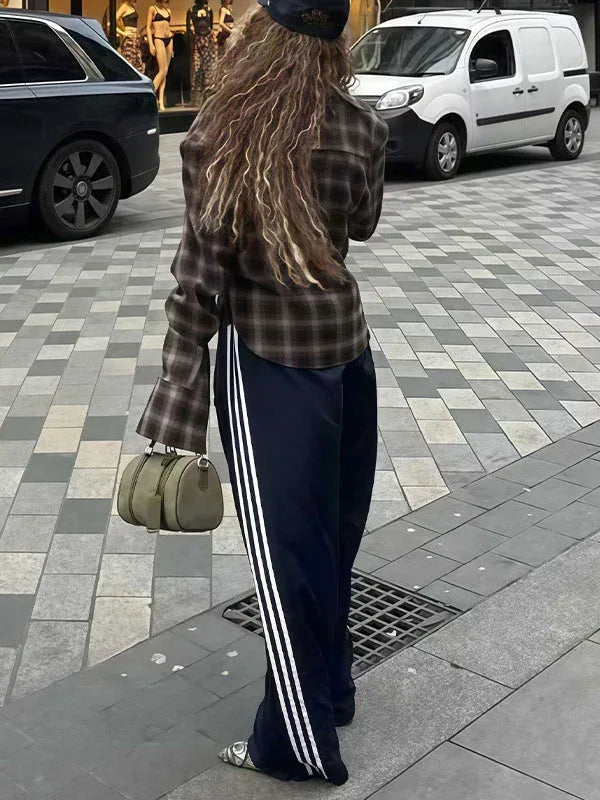 Women's Plaid Asymmetric Hem Button-Down Casual Shirt