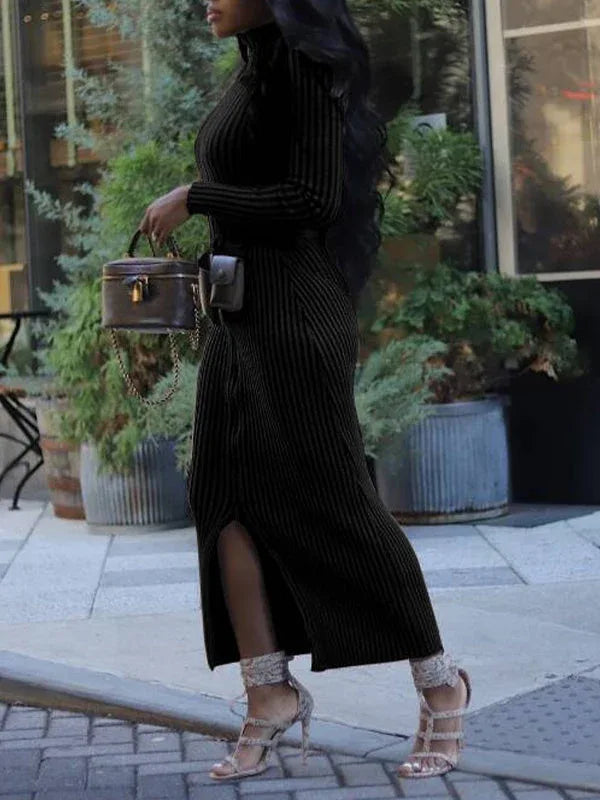 Women's Zip-Front Ribbed Dress