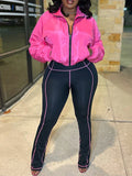 Women's Zip-Front Casual Jacket & High-Waist Skinny Pants Set