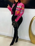 Women's Printed Faux-Leather Zip-Front Moto Jacket