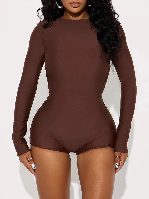 Women's Solid Sleeveless High-Waist Stretch Skinny Romper