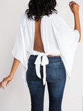 Women's Tie-Back Batwing-Sleeve Loose Casual Top