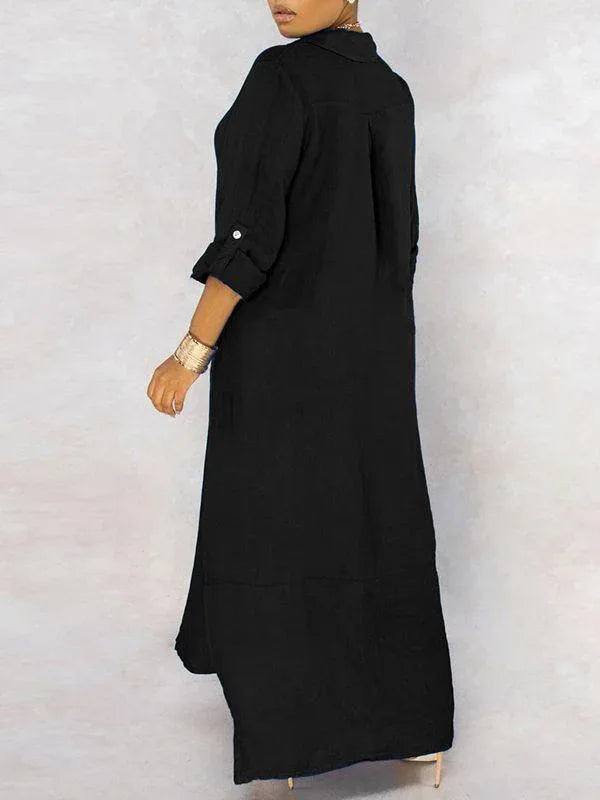 Women's Solid Button-Down Shirt Dress