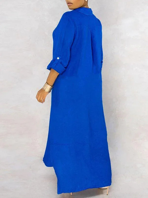 Women's Solid Button-Down Shirt Dress