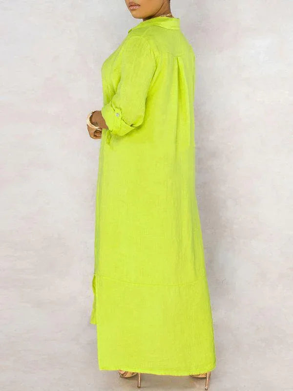 Women's Solid Button-Down Shirt Dress
