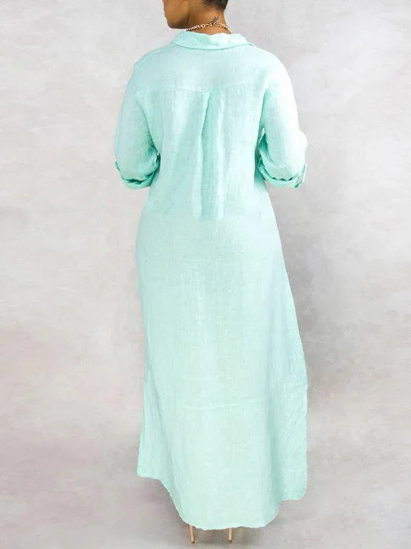 Women's Solid Button-Down Shirt Dress