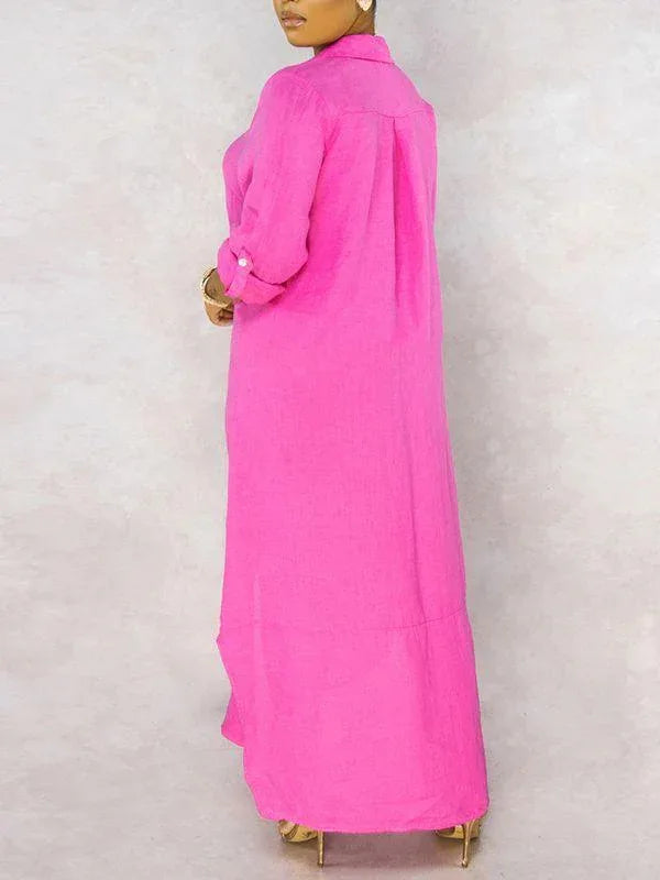 Women's Solid Button-Down Shirt Dress