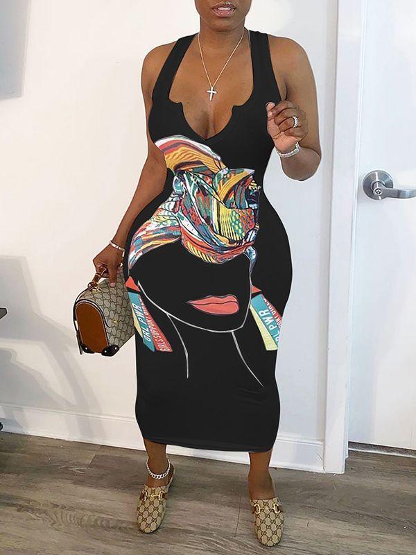 Women's African Print Bodycon Dress