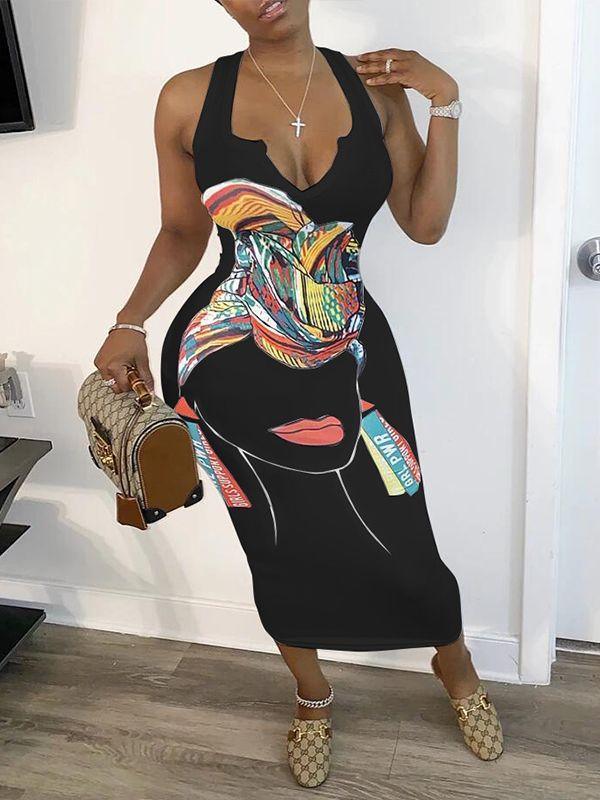 Women's African Print Bodycon Dress