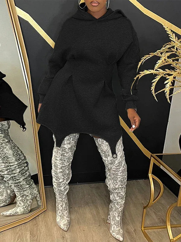 Women's Solid Hoodie Dress