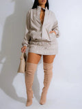 Women's Faux-Leather Moto Jacket & High-Waist Mini Skirt Set