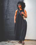 Oversized Sleeveless Hoodie Maxi Dress with Pockets