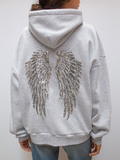 Angel Wings Sequin Embroidered Oversized Hoodie